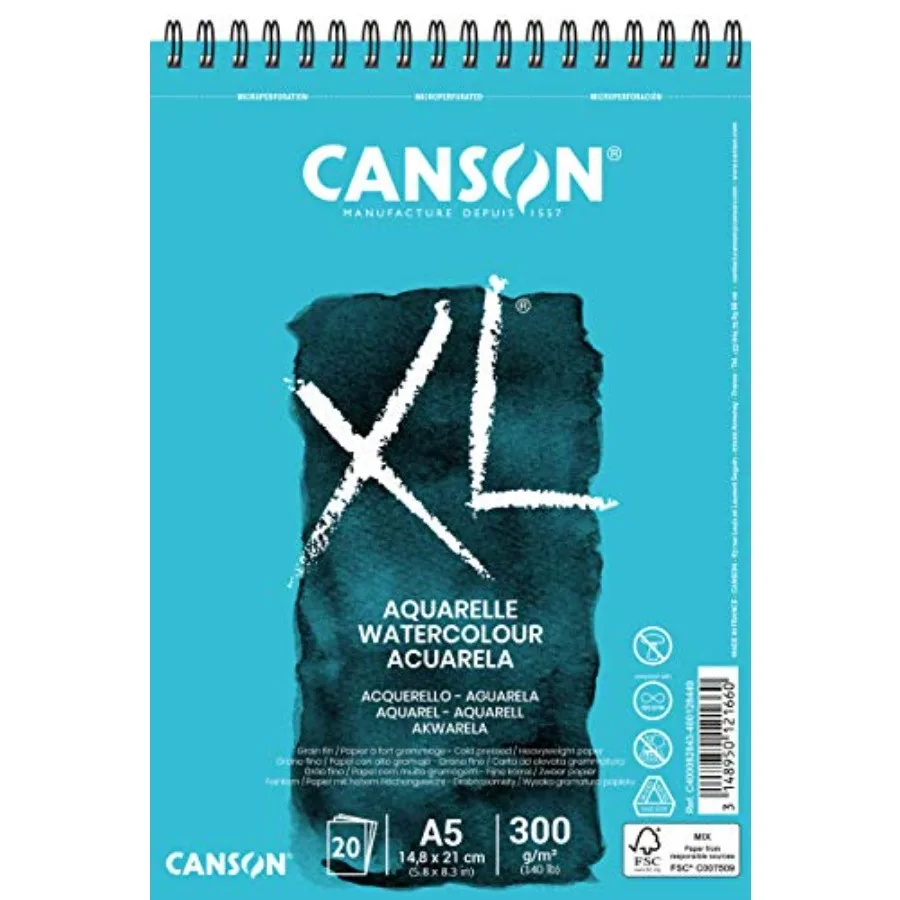 XL Watercolour 300gsm Paper, Cold Pressed, Spiral Pad Short Side, 30 White Sheets, Ideal for Professional Artists
XL Watercolour 300gsm Paper, Cold Pressed, Spiral Pad Short Side, 30 White Sheets, Ideal for Professional Artists