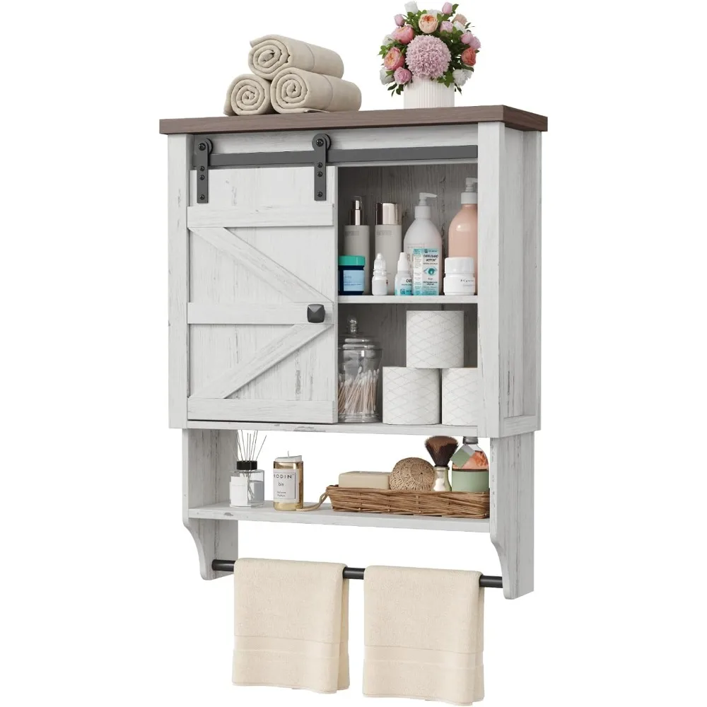 Farmhouse Bathroom Wall Cabinet, Medicine Cabinet, Over Toilet Storage Cabinet with Sliding Barn Door, Adjustable Shelf, Towel
Farmhouse Bathroom Wall Cabinet, Medicine Cabinet, Over Toilet Storage Cabinet with Sliding Barn Door, Adjustable Shelf, Towel
