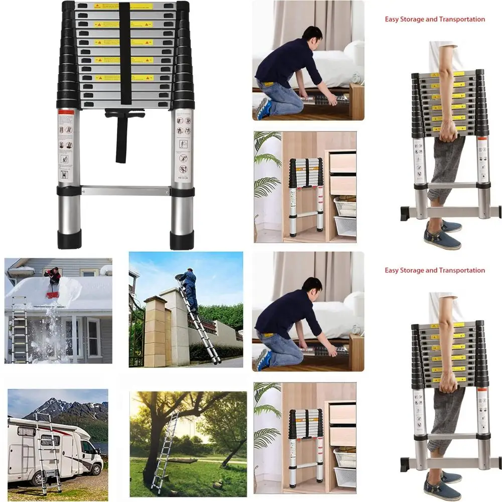 Aluminum Telescoping Ladder - 10.5 Feet Collapsible, 330LB Capacity, Portable Folding Ladder for Home Use, Multi-Purpose Compact
Aluminum Telescoping Ladder - 10.5 Feet Collapsible, 330LB Capacity, Portable Folding Ladder for Home Use, Multi-Purpose Compact