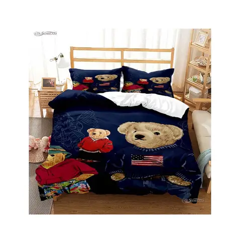 Mode Beer Casal Alle Seizoen Dekbedovertrek Trooster Beddengoed Set Zachte Dekbedovertrek en Kussenslopen Tieners Single/Double/Queen/King