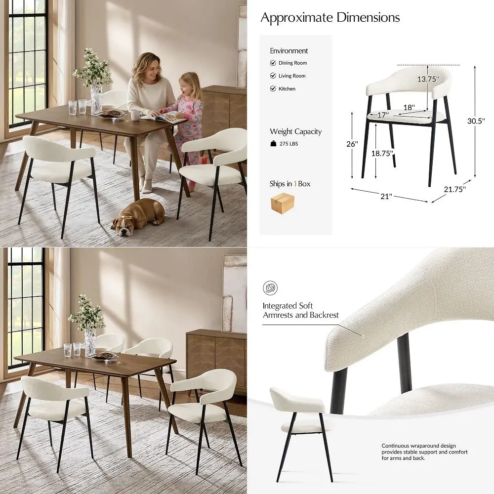 MidCentury Modern Dining Chairs Set of 4, Fabric Upholstered Dining Room Chairs with Metal Legs, Armsrest, Curved Backrest for
MidCentury Modern Dining Chairs Set of 4, Fabric Upholstered Dining Room Chairs with Metal Legs, Armsrest, Curved Backrest for