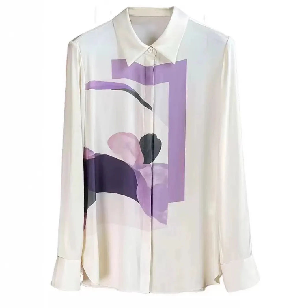 Women Autumn Satin Top Unique Design Batch Fashion Print Color-blocking Blouse Suitable Office Professional Women Tops
Women Autumn Satin Top Unique Design Batch Fashion Print Color-blocking Blouse Suitable Office Professional Women Tops