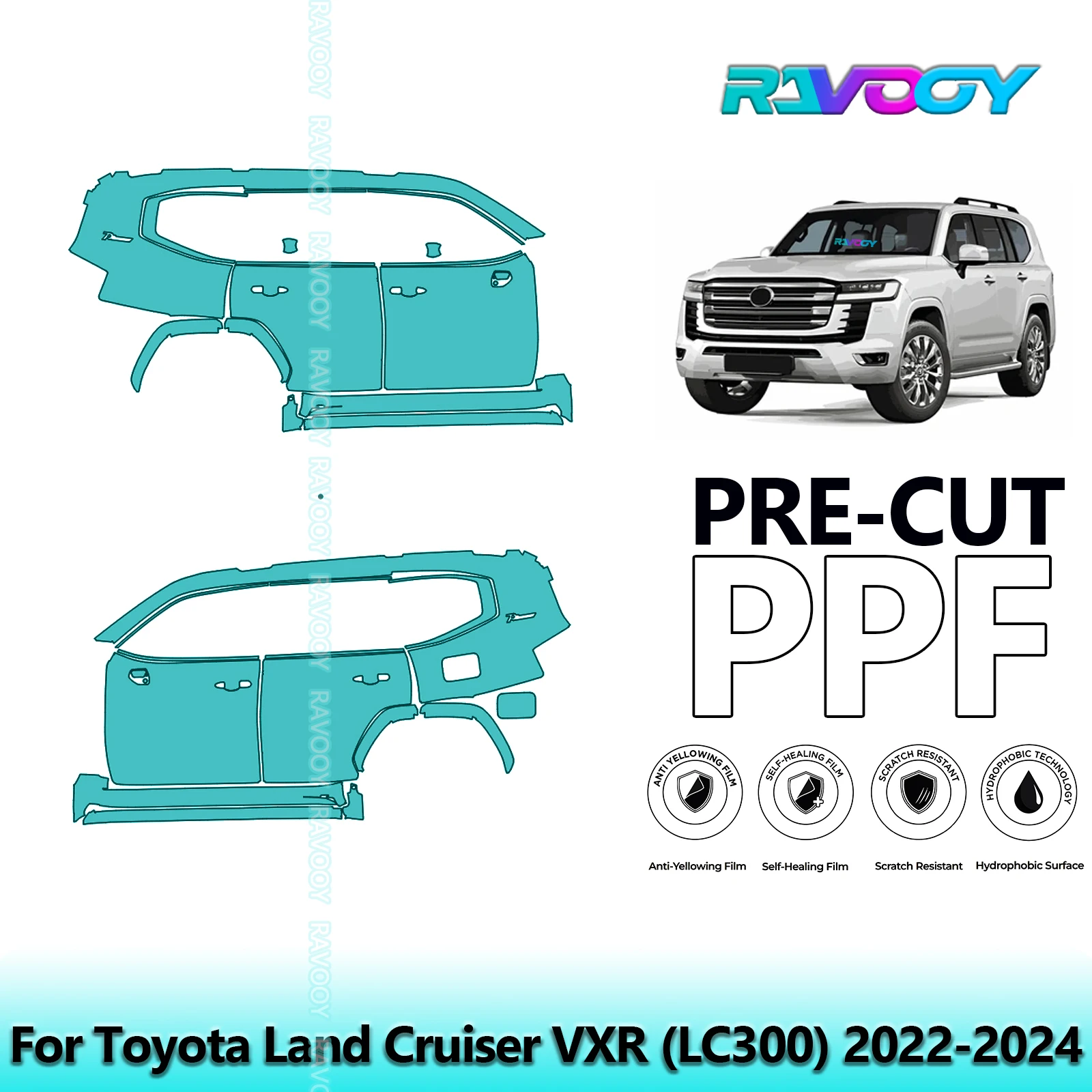 For Toyota Land Cruiser VXR (LC300) 2022-2024 8.5mil Clear Matte Pre-Cut PPF Door & A/B Pillar Kit TPU Paint Protection Film Set
For Toyota Land Cruiser VXR (LC300) 2022-2024 8.5mil Clear Matte Pre-Cut PPF Door & A/B Pillar Kit TPU Paint Protection Film Set