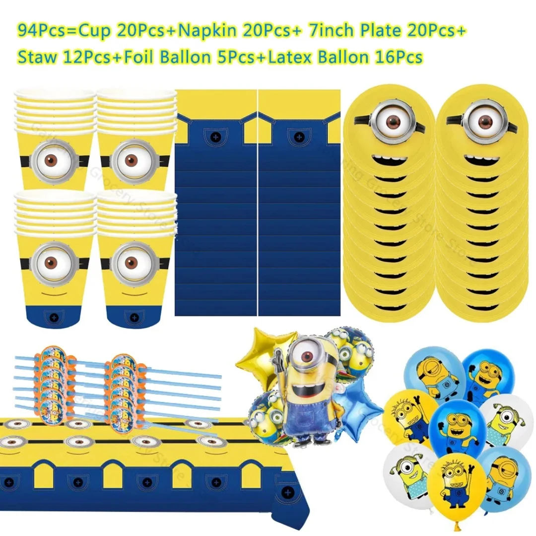 94pcs Yellow Big Eyes Cartoon Tableware Balloons Party DIY Decorations 10-20people Use Tableware Set 7in Plate Cup Napkin Decora
94pcs Yellow Big Eyes Cartoon Tableware Balloons Party DIY Decorations 10-20people Use Tableware Set 7in Plate Cup Napkin Decora