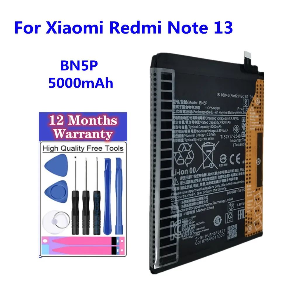 100% новый аккумулятор BN5P 5000 мАч для телефона Xiaomi Redmi Note 13, аккумулятор + бесплатные инструменты
100% новый аккумулятор BN5P 5000 мАч для телефона Xiaomi Redmi Note 13, аккумулятор + бесплатные инструменты