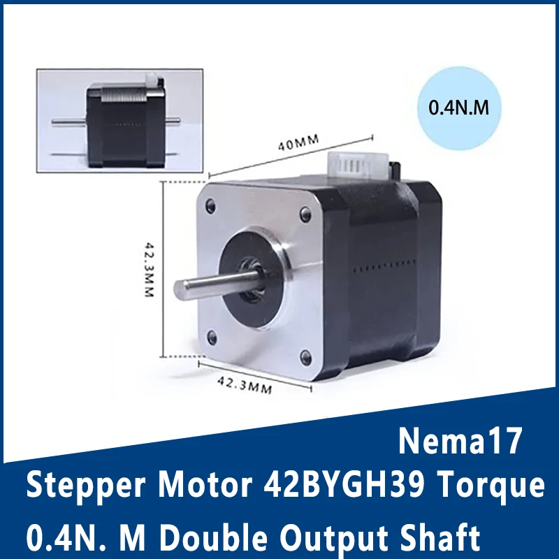 Шаговый двигатель Nema17 42BYGH39, крутящий момент 0,4 Н. Диаметр вала M 5 мм, двойной выходной вал, прочный угол ступени двигателя 1,8 °
Шаговый двигатель Nema17 42BYGH39, крутящий момент 0,4 Н. Диаметр вала M 5 мм, двойной выходной вал, прочный угол ступени двигателя 1,8 °