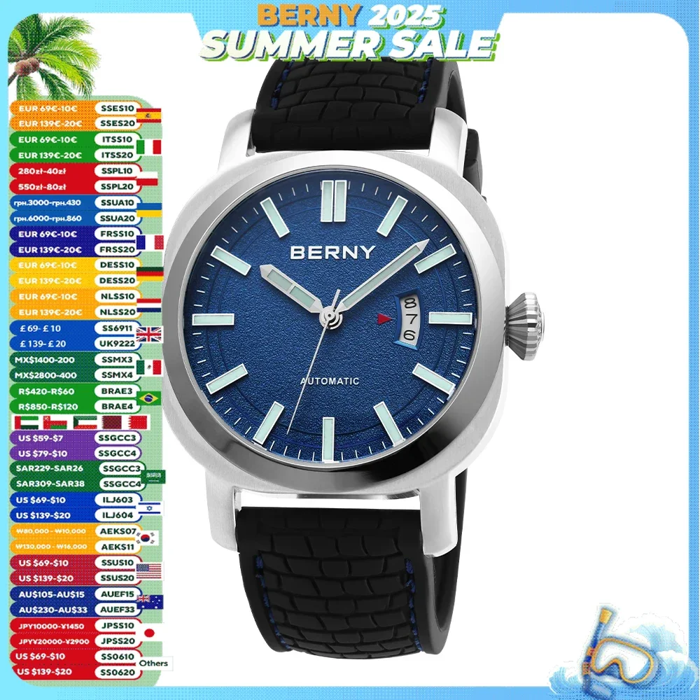 BERNY 100M Diver Watch Men Automatic Mechanical Clock Male Miyota 8215 10ATM Waterproof Wristwatch Sapphire Sport Watches Men
BERNY 100M Diver Watch Men Automatic Mechanical Clock Male Miyota 8215 10ATM Waterproof Wristwatch Sapphire Sport Watches Men