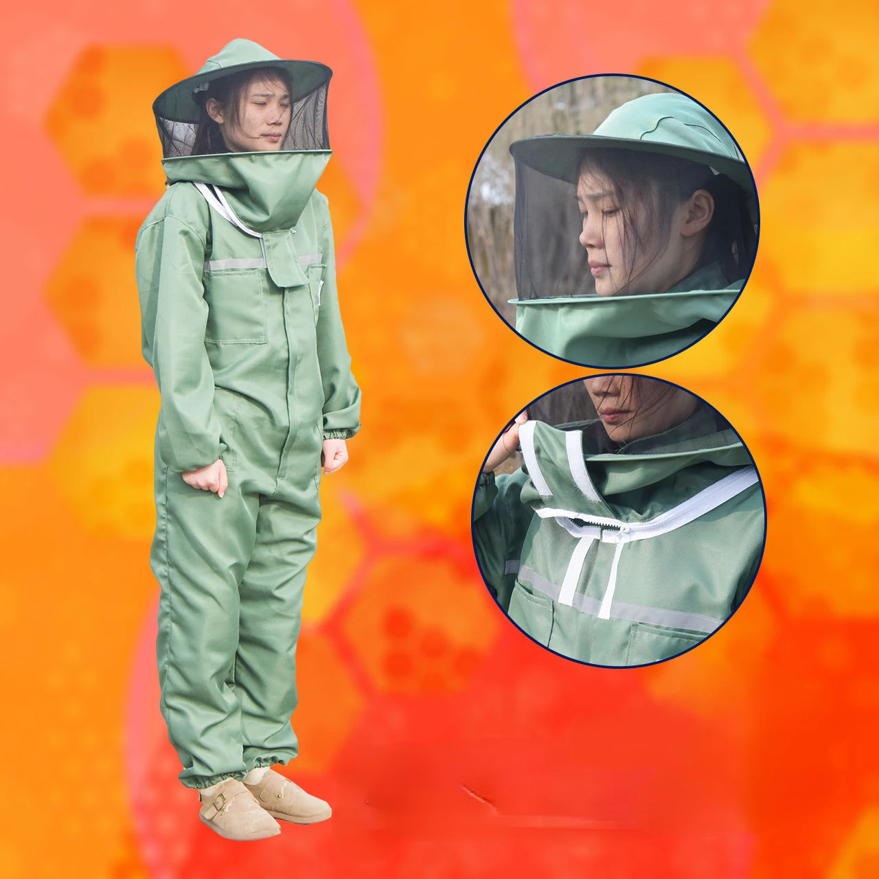 Full set of breathable one piece bee repellent clothing, thickened beekeeping clothes, bee hat
Full set of breathable one piece bee repellent clothing, thickened beekeeping clothes, bee hat