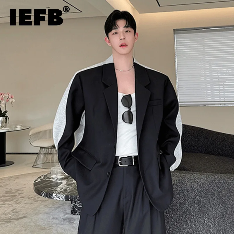 IEFB Korean Style Lapel Suit Coat Male Autumn Winter Shoulder Pad Letter Printed Knitted Sweatshirt Patchwork Blazer 9C7055
IEFB Korean Style Lapel Suit Coat Male Autumn Winter Shoulder Pad Letter Printed Knitted Sweatshirt Patchwork Blazer 9C7055