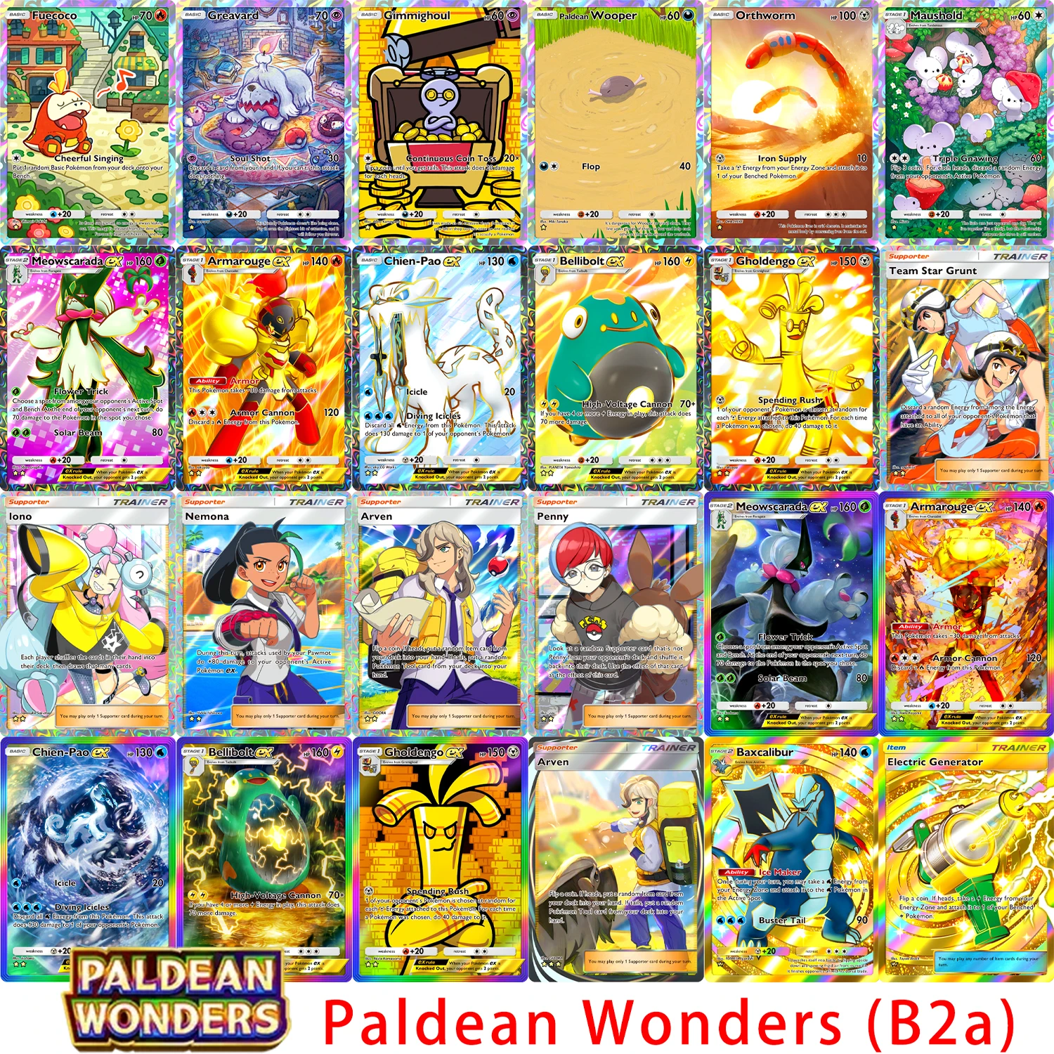 TCG Pocket Card Paldean Wonders (B2a) Cards Fuecoco Gholdengo Iono etc PKM DIY Custom Hobby Collection Cards with Foil Texture
TCG Pocket Card Paldean Wonders (B2a) Cards Fuecoco Gholdengo Iono etc PKM DIY Custom Hobby Collection Cards with Foil Texture