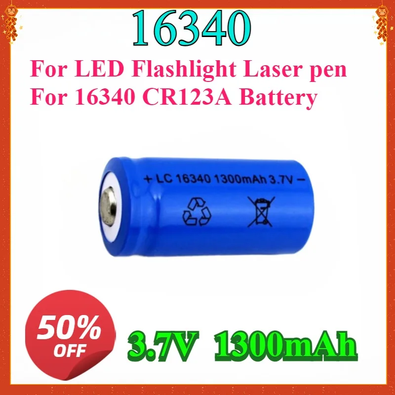 New 1300mAh 3.7V 16340 Li-ion Rechargeable CR123A Batteries For LED Flashlight Laser pen For 16340 CR123A Battery
New 1300mAh 3.7V 16340 Li-ion Rechargeable CR123A Batteries For LED Flashlight Laser pen For 16340 CR123A Battery