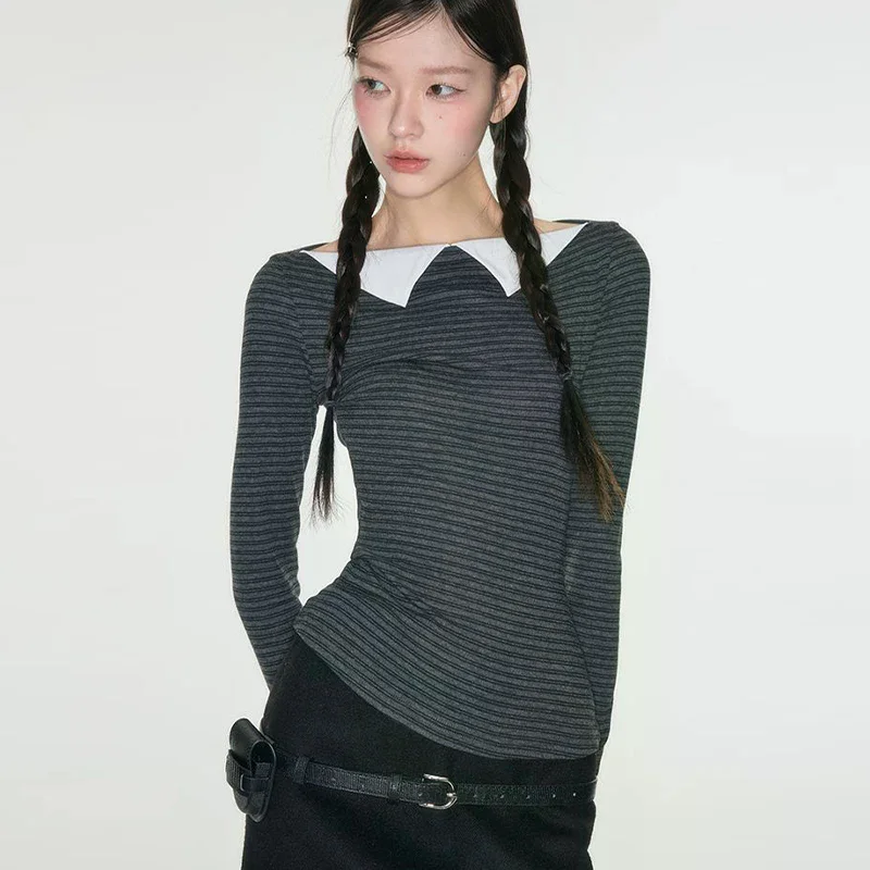 Корейский стиль, полосатая трикотажная нижняя рубашка, корейский ретро, тонкий, с длинными рукавами
Корейский стиль, полосатая трикотажная нижняя рубашка, корейский ретро, тонкий, с длинными рукавами