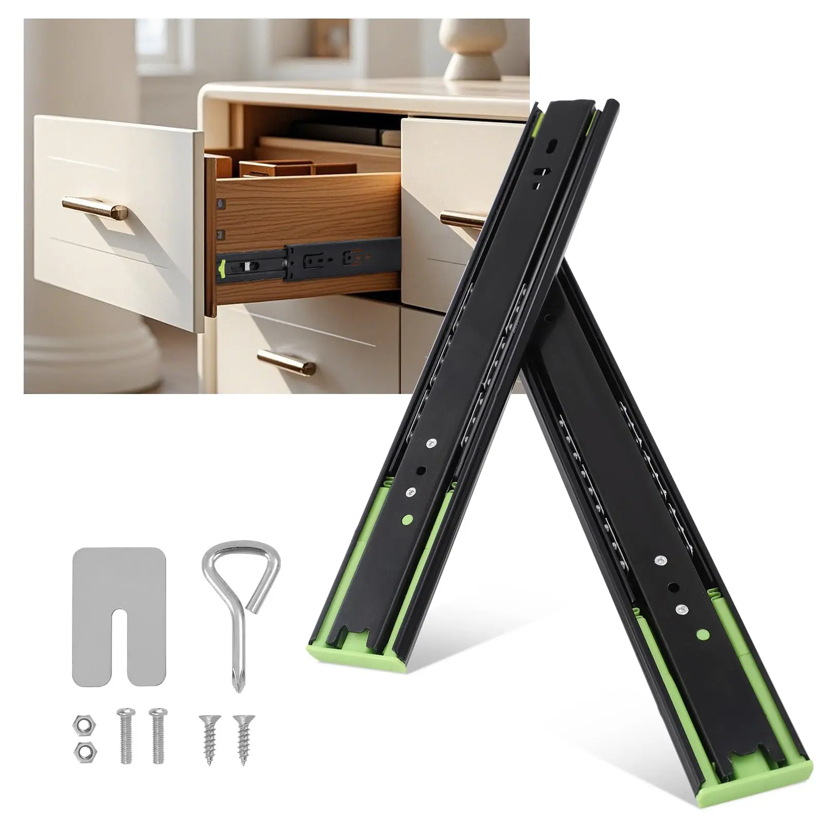 5 Pair Full Extension Drawer Slides Rails, 12/14/16 Inch Drawer Slides 100LB Capacity, Heavy Duty Full Extension Ball Bearing
5 Pair Full Extension Drawer Slides Rails, 12/14/16 Inch Drawer Slides 100LB Capacity, Heavy Duty Full Extension Ball Bearing