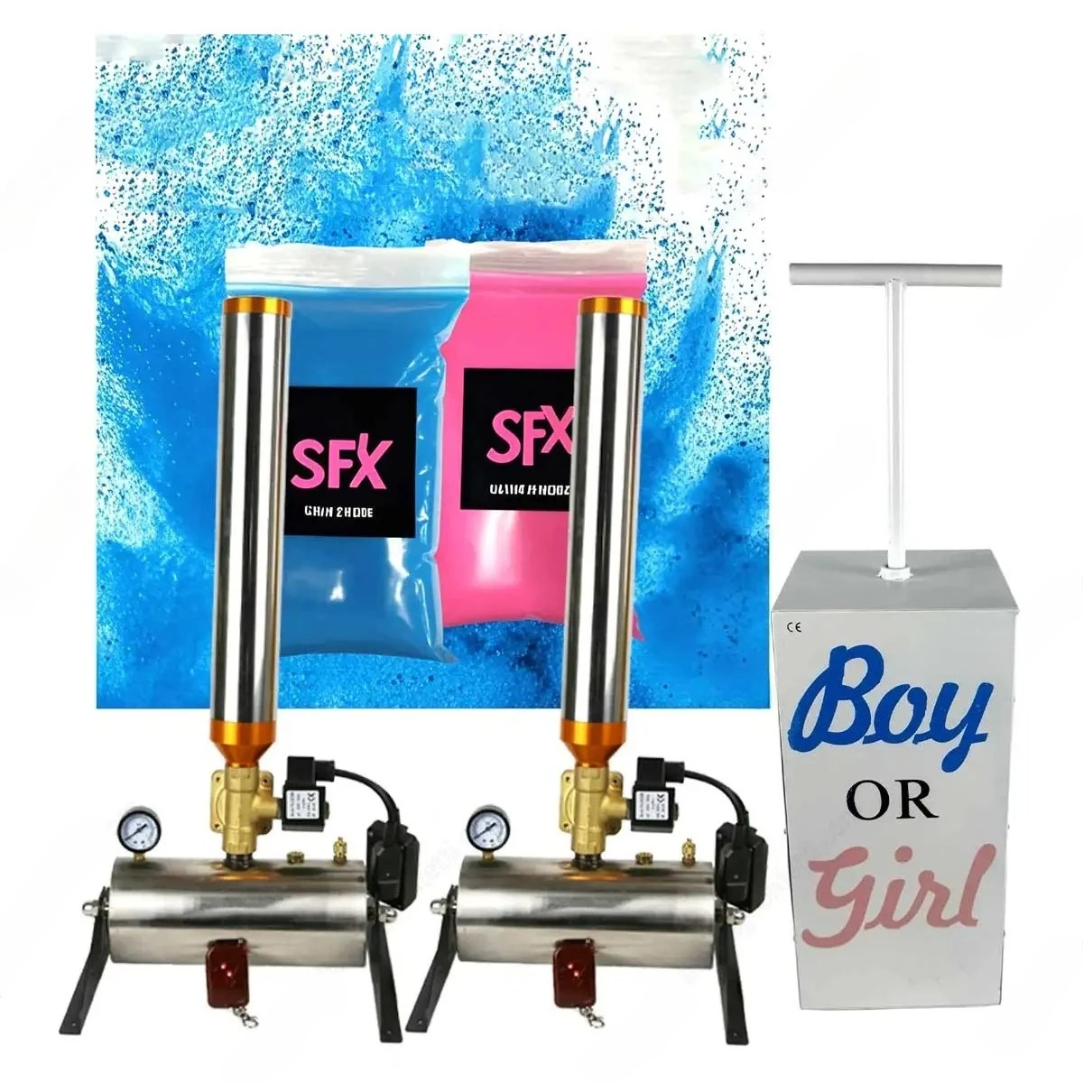 Baby Shower Blue Pink Boy or Girl Game Event TNT Gender Reveal Electric Cannon Confetti Color Smoke Holi Powder Machine
Baby Shower Blue Pink Boy or Girl Game Event TNT Gender Reveal Electric Cannon Confetti Color Smoke Holi Powder Machine