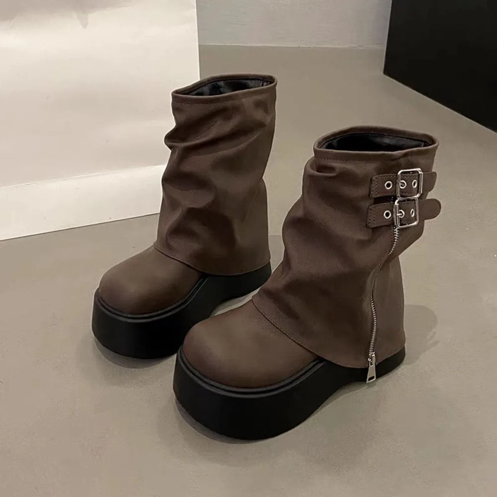 Модные новые женские байкерские ботинки с пряжкой, на платформе, высокие сапоги до колена, гладиаторские ботинки в стиле Y2K, панк-ботинки средней высоты для женщин
Модные новые женские байкерские ботинки с пряжкой, на платформе, высокие сапоги до колена, гладиаторские ботинки в стиле Y2K, панк-ботинки средней высоты для женщин