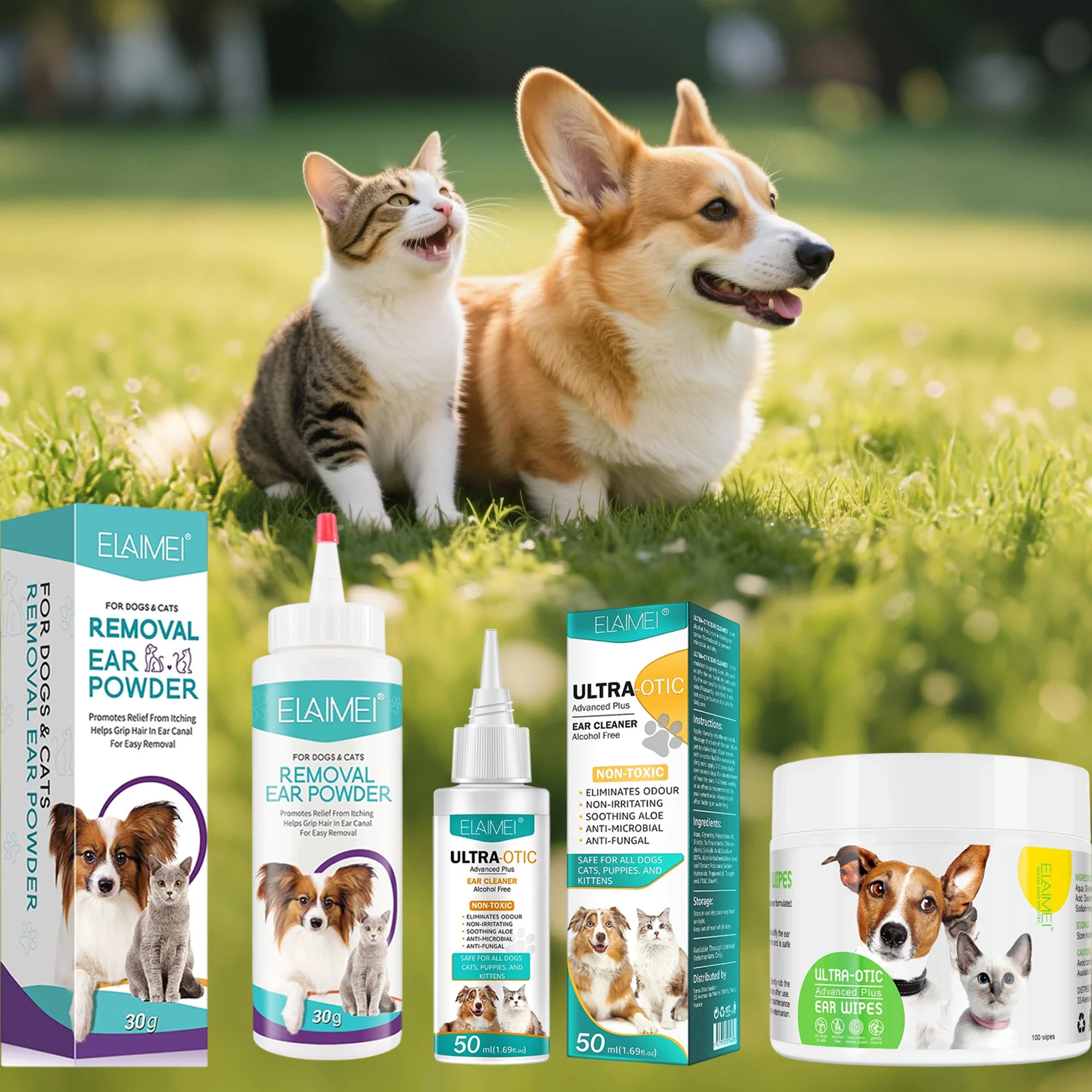 Pet Ear Cleaning Kit - 3pcs Set with 100 Cotton Pads, 50ml Solution, 30g Powder, Natural Ingredients, For Regular Ear Care
Pet Ear Cleaning Kit - 3pcs Set with 100 Cotton Pads, 50ml Solution, 30g Powder, Natural Ingredients, For Regular Ear Care