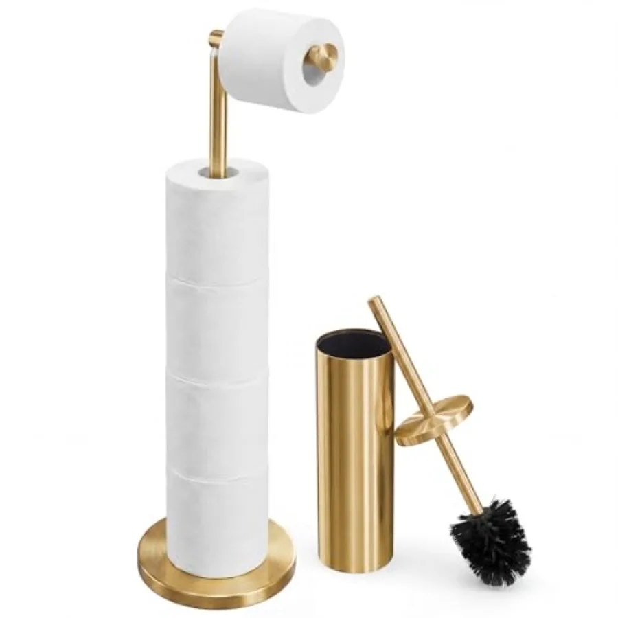 2 Pcs Gold Toilet Paper Stand and Toilet Brush Set for Bathroom, Brushed Gold Free Standing Tissue Roll Holder, Stainless Steel
2 Pcs Gold Toilet Paper Stand and Toilet Brush Set for Bathroom, Brushed Gold Free Standing Tissue Roll Holder, Stainless Steel