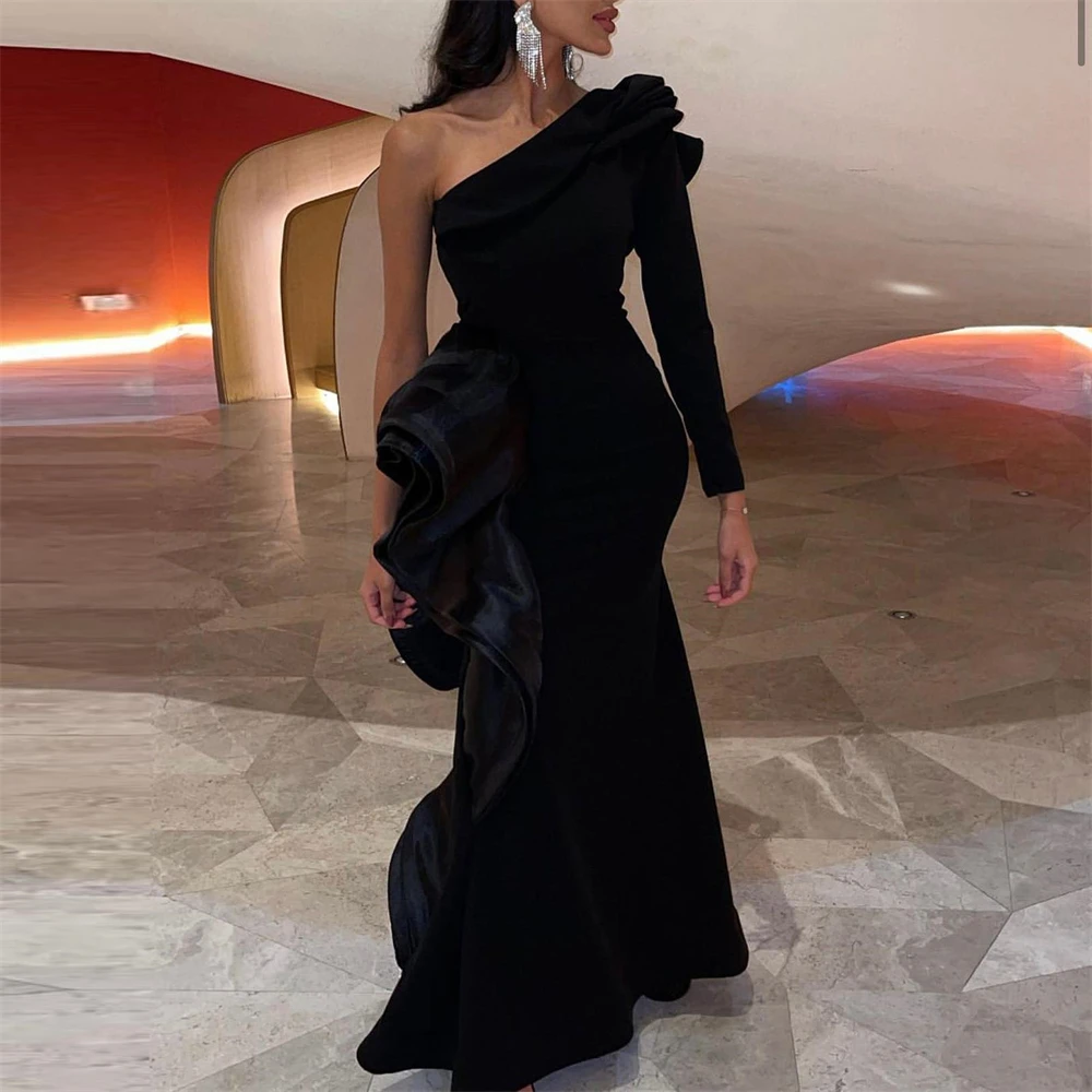 Fashion Black One Shoulder Mermiad Satin Formal Occasion Prom Dresses Floor-length Women Evening Party Dress فساتين السهرة
Fashion Black One Shoulder Mermiad Satin Formal Occasion Prom Dresses Floor-length Women Evening Party Dress فساتين السهرة