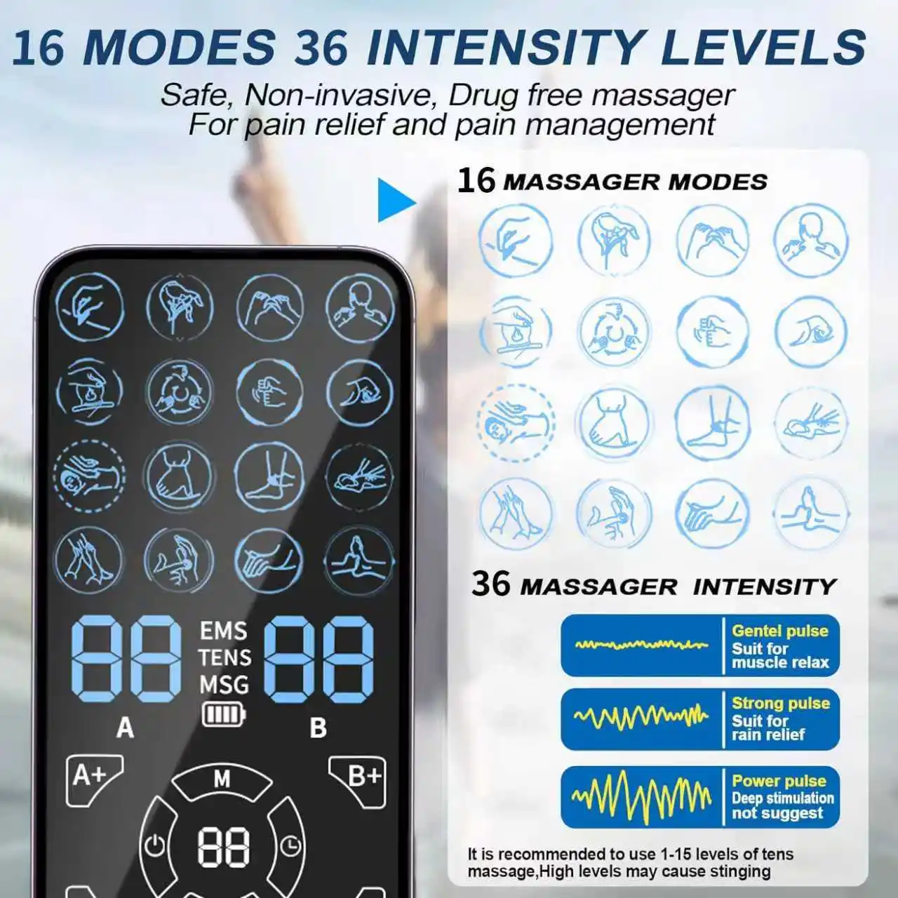 16 Modes 36 Intensity TENS Muscle Stimulator EMS Acupuncture Massage Electronic Therapy Slim Digital Pulse Massager
16 Modes 36 Intensity TENS Muscle Stimulator EMS Acupuncture Massage Electronic Therapy Slim Digital Pulse Massager