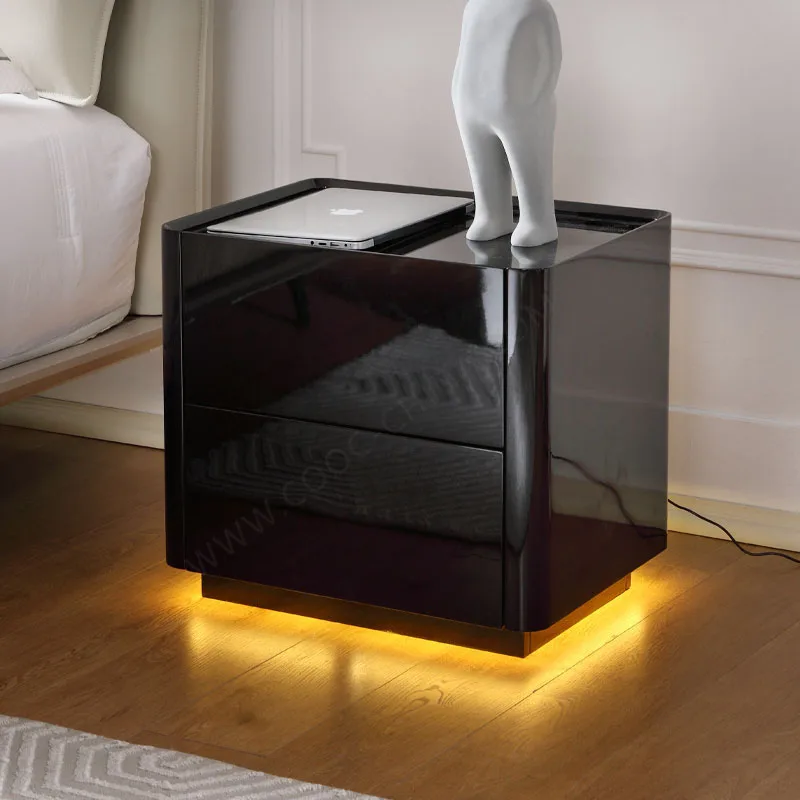 Modern Simple Light Emitting Diode Black Bedside Table Wooden Smart Bedside Table with Charging Station
Modern Simple Light Emitting Diode Black Bedside Table Wooden Smart Bedside Table with Charging Station
