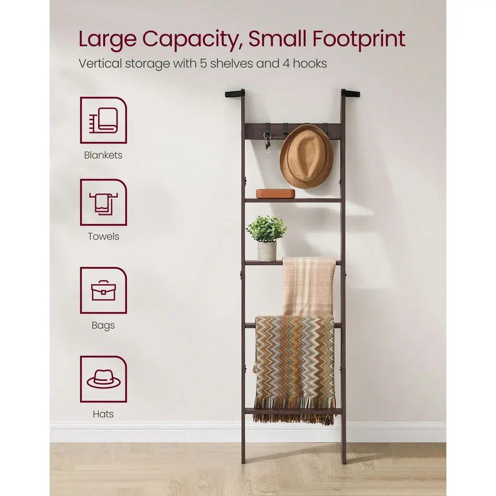 Blanket Ladder Shelf, 6Tier Ladder Rack For Storage And Decor With 4 Removable Hooks, Decorative Farmhouse For The Living Room
Blanket Ladder Shelf, 6Tier Ladder Rack For Storage And Decor With 4 Removable Hooks, Decorative Farmhouse For The Living Room
