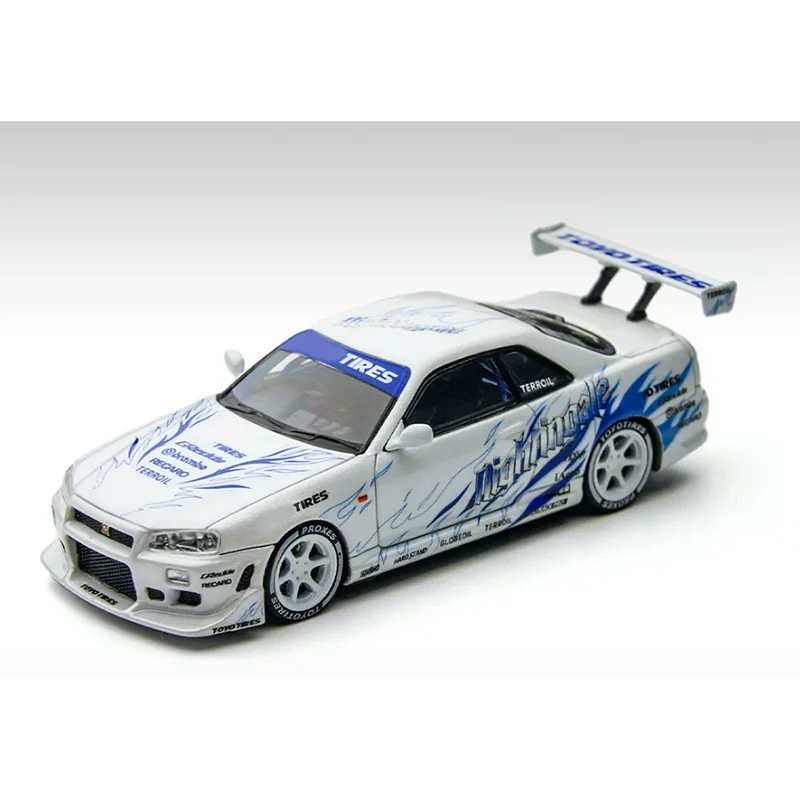 TimeMicro 1/64 Scale Skyline GT-R R34 Alloy Car Model Collection Decoration Item Gift