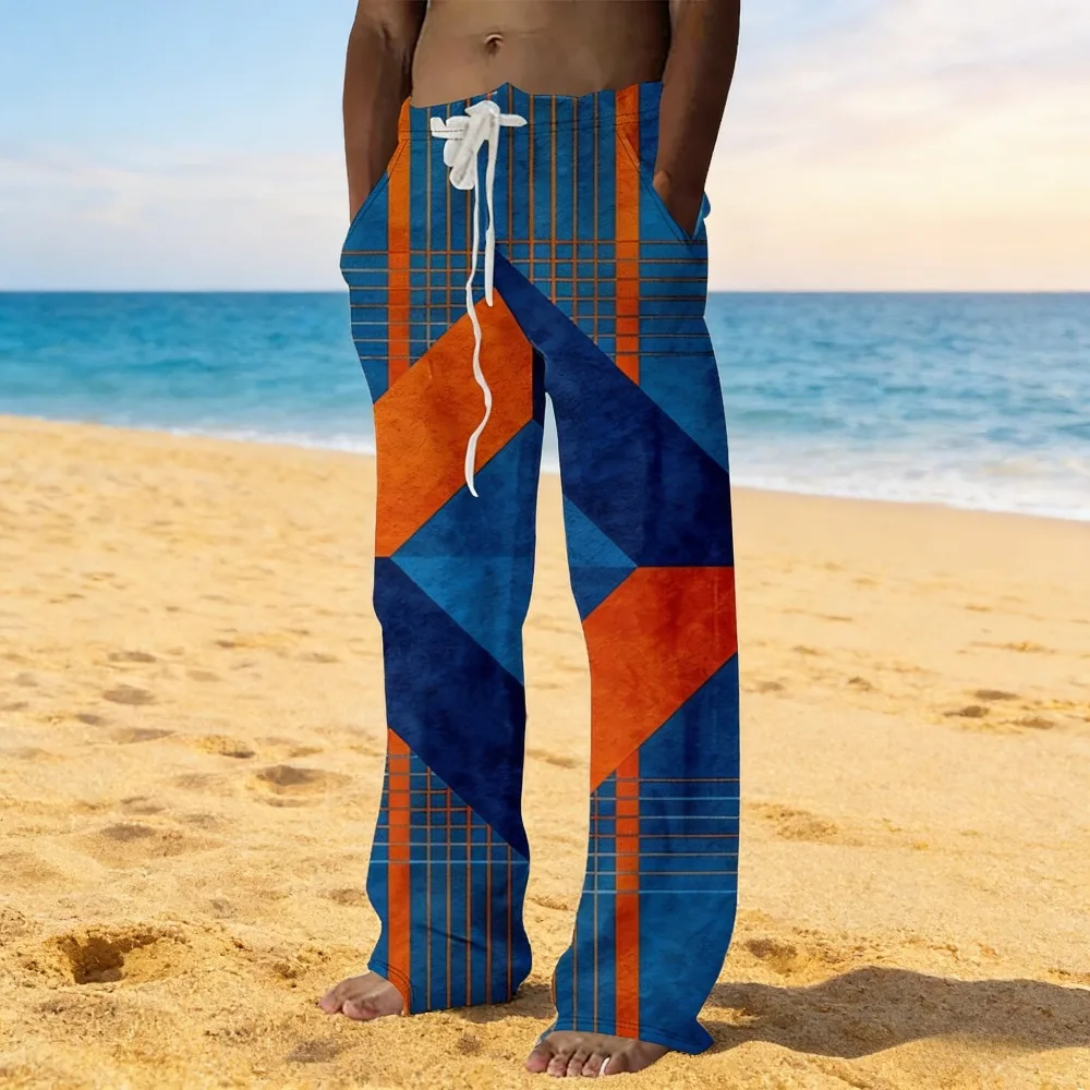 Striped Geometric Casual Wide-Leg Pants Classic Retro Men's Beach Trousers Loose Fit Elastic Waist Pants New Fashion Streetwear
Striped Geometric Casual Wide-Leg Pants Classic Retro Men's Beach Trousers Loose Fit Elastic Waist Pants New Fashion Streetwear