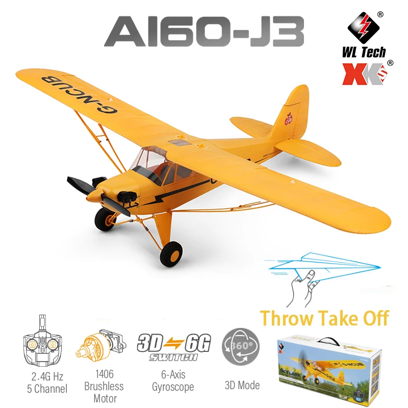 Радиоуправляемый самолет WLtoys A160 J3-CUB с обновленным 3D-режимом, 6G гироскопом по оси А, 5 каналами, бесщеточным двигателем 1406, пультом ДУ, пенопластовый, радиоуправляемый летательный аппарат
Радиоуправляемый самолет WLtoys A160 J3-CUB с обновленным 3D-режимом, 6G гироскопом по оси А, 5 каналами, бесщеточным двигателем 1406, пультом ДУ, пенопластовый, радиоуправляемый летательный аппарат