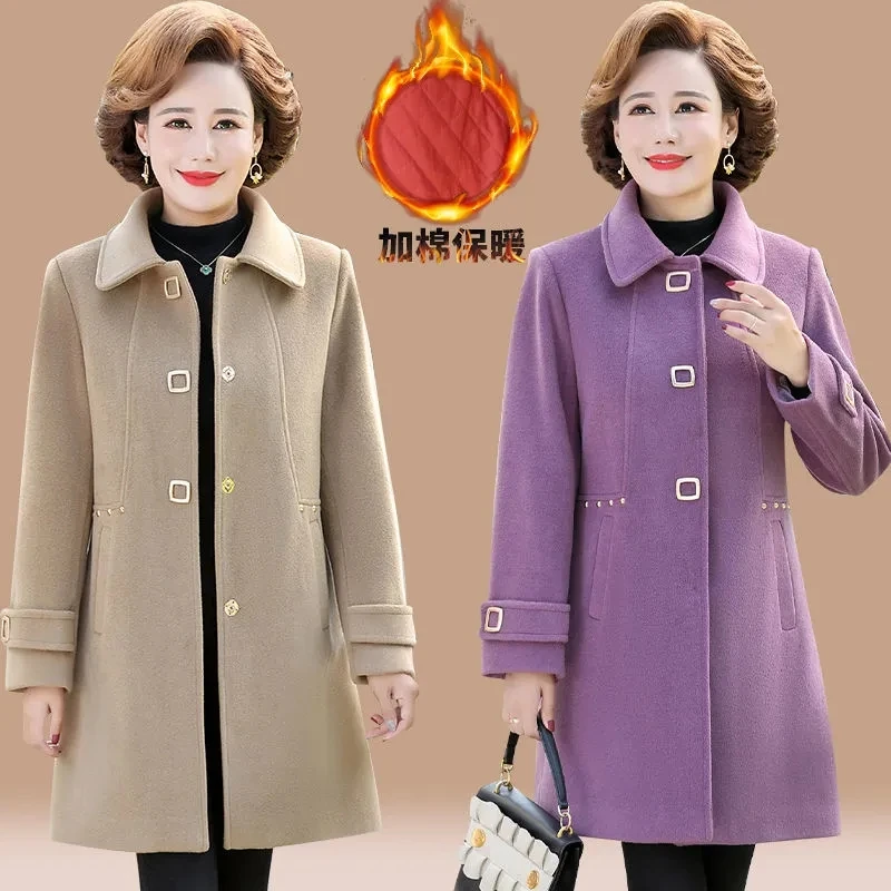 High End Middle Aged Mother's Winter Woolen Coat Long Thick Cotton Wool Jacket Elegant Solid Women's Blend Overcoat Red XL-5XL
High End Middle Aged Mother's Winter Woolen Coat Long Thick Cotton Wool Jacket Elegant Solid Women's Blend Overcoat Red XL-5XL