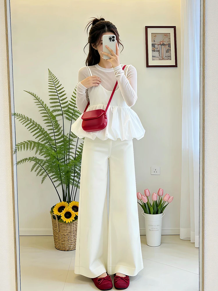 Spring New Lazy Style Three-Piece Set Women's Comfortable Casual Pants Camisole High Waist Loose Fit Long Sleeve round Neck
Spring New Lazy Style Three-Piece Set Women's Comfortable Casual Pants Camisole High Waist Loose Fit Long Sleeve round Neck