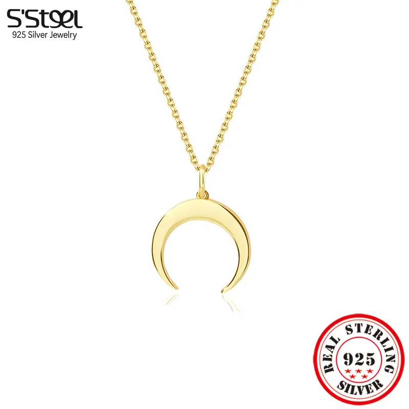 S'STEEL Silver 925 Real 100% Crescent Moon Pendant Chokers Necklaces Gift For Girlfriend Retro Luxury Accessories Fine Jewellery
S'STEEL Silver 925 Real 100% Crescent Moon Pendant Chokers Necklaces Gift For Girlfriend Retro Luxury Accessories Fine Jewellery