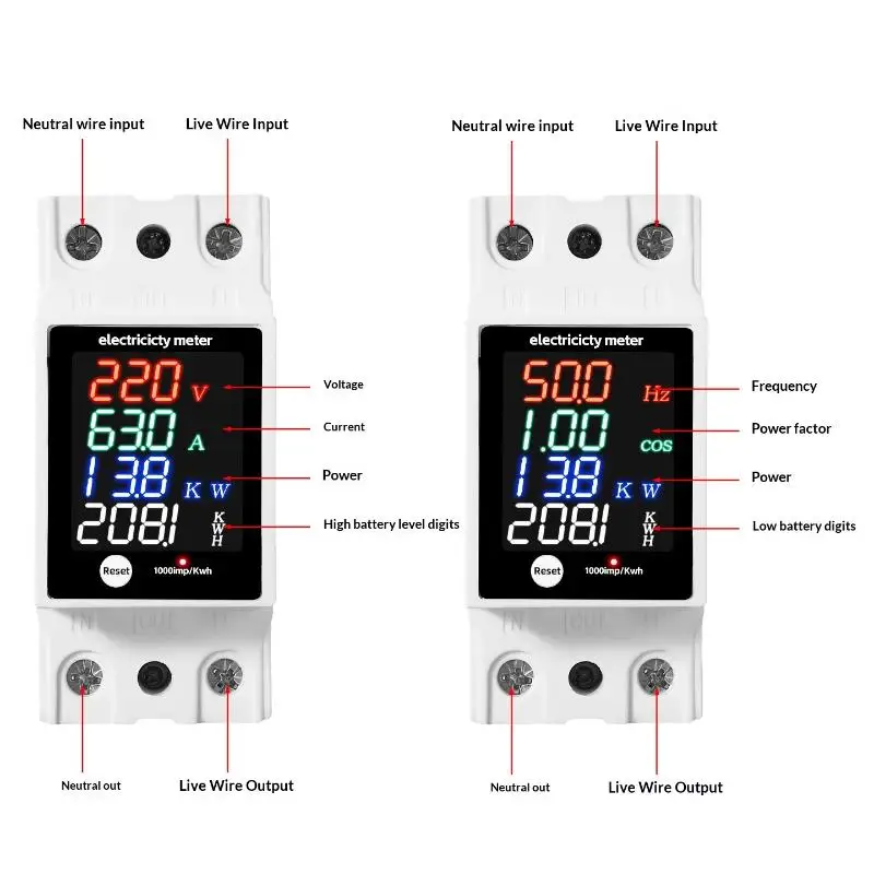 Digital Energy Meter Din Rail Electricity Usage Monitor AC30-400V Voltmeter Ammeter Watt Kwh Frequency Power Meter
Digital Energy Meter Din Rail Electricity Usage Monitor AC30-400V Voltmeter Ammeter Watt Kwh Frequency Power Meter