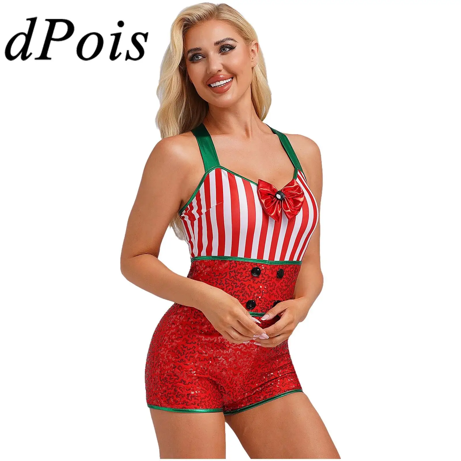 Women Candy Cane Dance Costume Xmas Jumpsuit Christmas Festive Unitards Cosplay Sequins Bodysuit Holiday Party Stripes Bodysuit
Women Candy Cane Dance Costume Xmas Jumpsuit Christmas Festive Unitards Cosplay Sequins Bodysuit Holiday Party Stripes Bodysuit