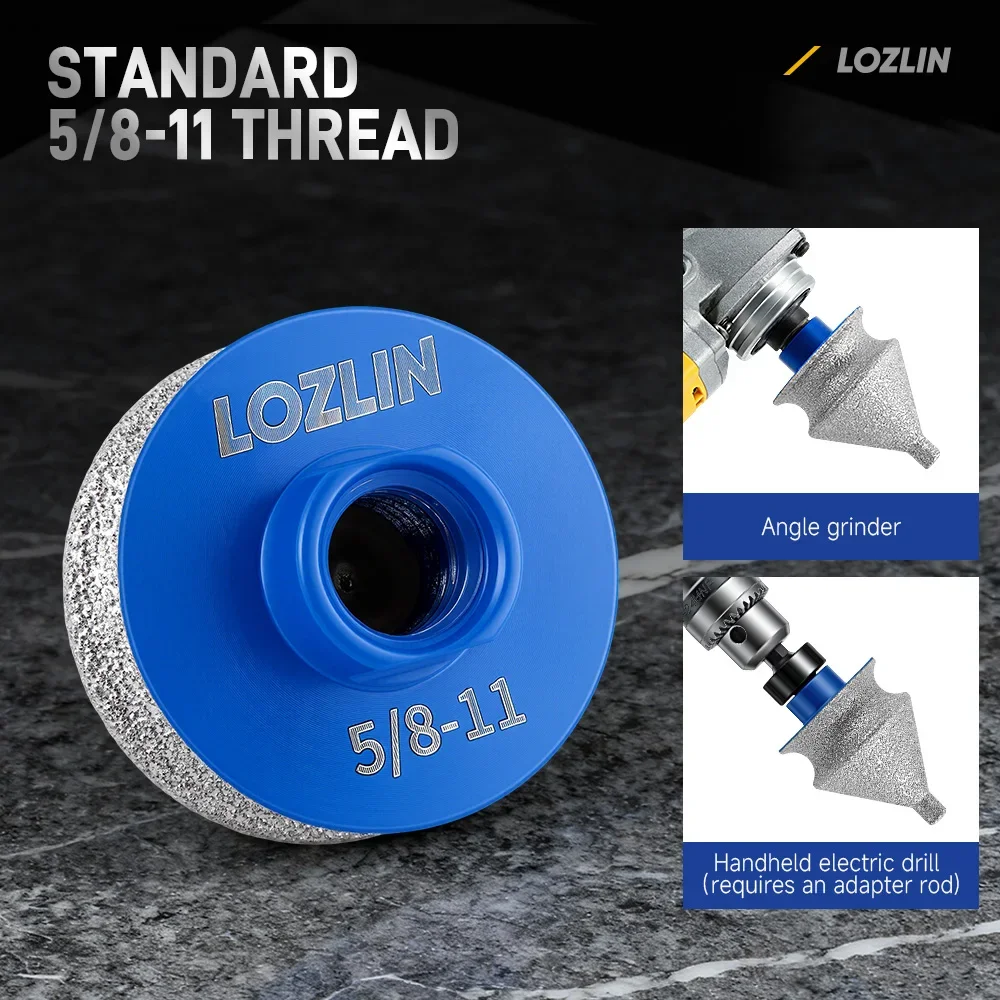 LOZLIN Diamond Chamfer Reaming Bit M14 5/8-11 for Porcelain Tile Ceramic Marble Granite Hole Enlarging Edge Trimming & Grinding
LOZLIN Diamond Chamfer Reaming Bit M14 5/8-11 for Porcelain Tile Ceramic Marble Granite Hole Enlarging Edge Trimming & Grinding
