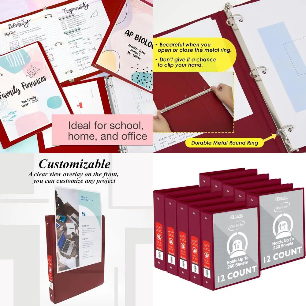 1.5-inch Capacity Clear View Binder, Holds 280 Sheets, 12-Pack for School or Office Use
1.5-inch Capacity Clear View Binder, Holds 280 Sheets, 12-Pack for School or Office Use