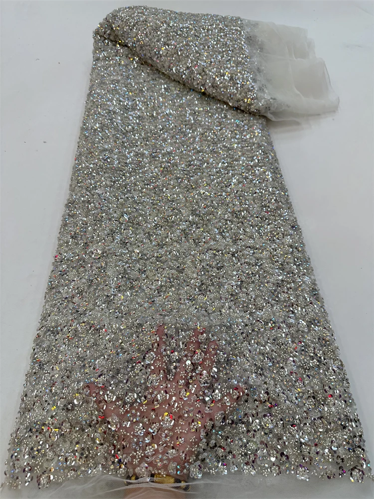 High Quality Elegant French Mesh Sequins Lace Fabric African Embroidery Nigerian Beads Fabric For Wedding Party Dress Rf
High Quality Elegant French Mesh Sequins Lace Fabric African Embroidery Nigerian Beads Fabric For Wedding Party Dress Rf
