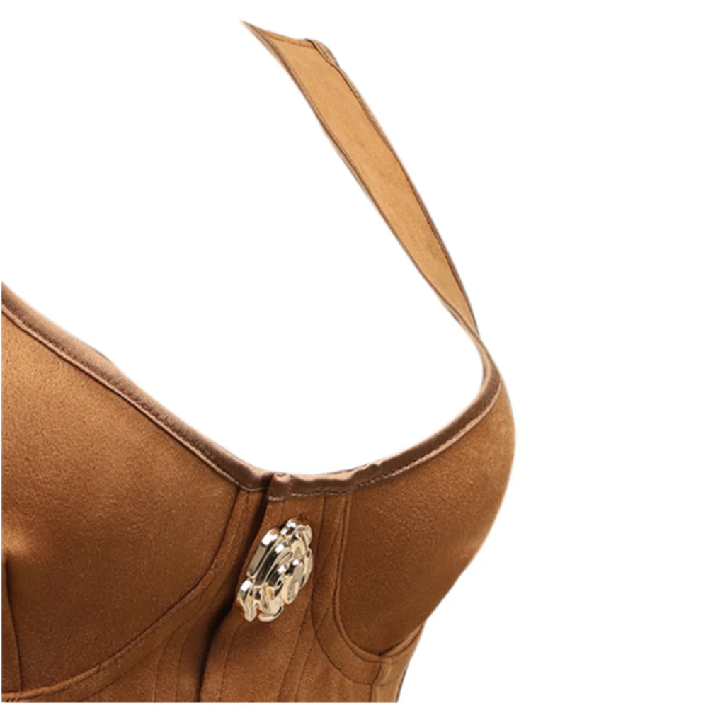 Retro Brown Suede Corset Top with Rose Button Front Gothic Bustier Lace Up Slim Waist Shapewear Women Halloween Cosplay Costume
Retro Brown Suede Corset Top with Rose Button Front Gothic Bustier Lace Up Slim Waist Shapewear Women Halloween Cosplay Costume
