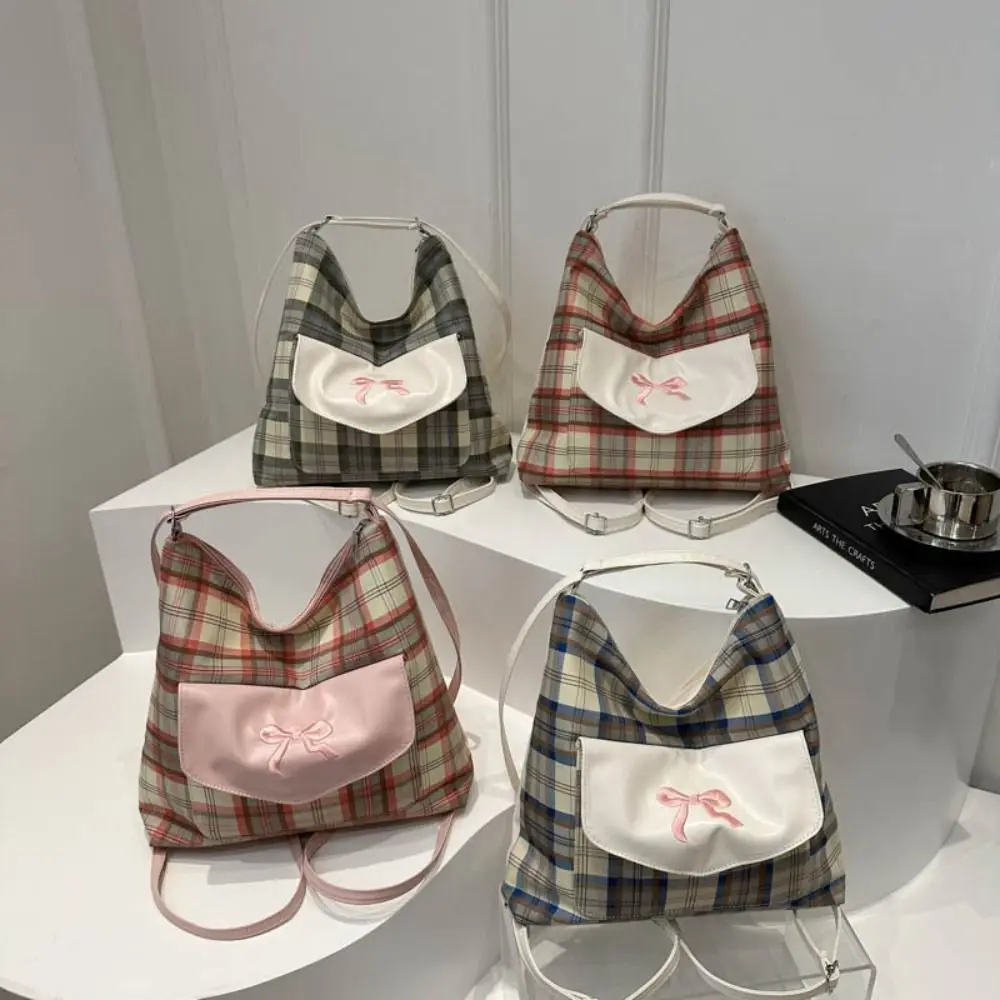 Vintage Korean Style Bowknot Shoulder Bag Sweet Adjustable Strap Lattice Tote Bag Elegant Large Capacity Student Backpack Lady
Vintage Korean Style Bowknot Shoulder Bag Sweet Adjustable Strap Lattice Tote Bag Elegant Large Capacity Student Backpack Lady