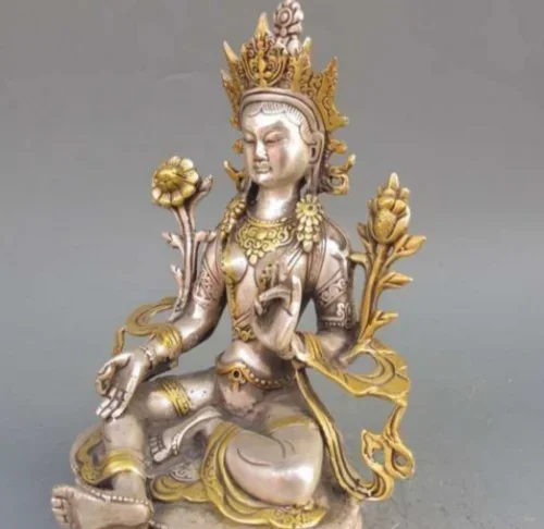 8.86 inch/Tibet Silver Copper Gilt Tibetan Buddhism Statue -- White Tara Buddha 889
8.86 inch/Tibet Silver Copper Gilt Tibetan Buddhism Statue -- White Tara Buddha 889