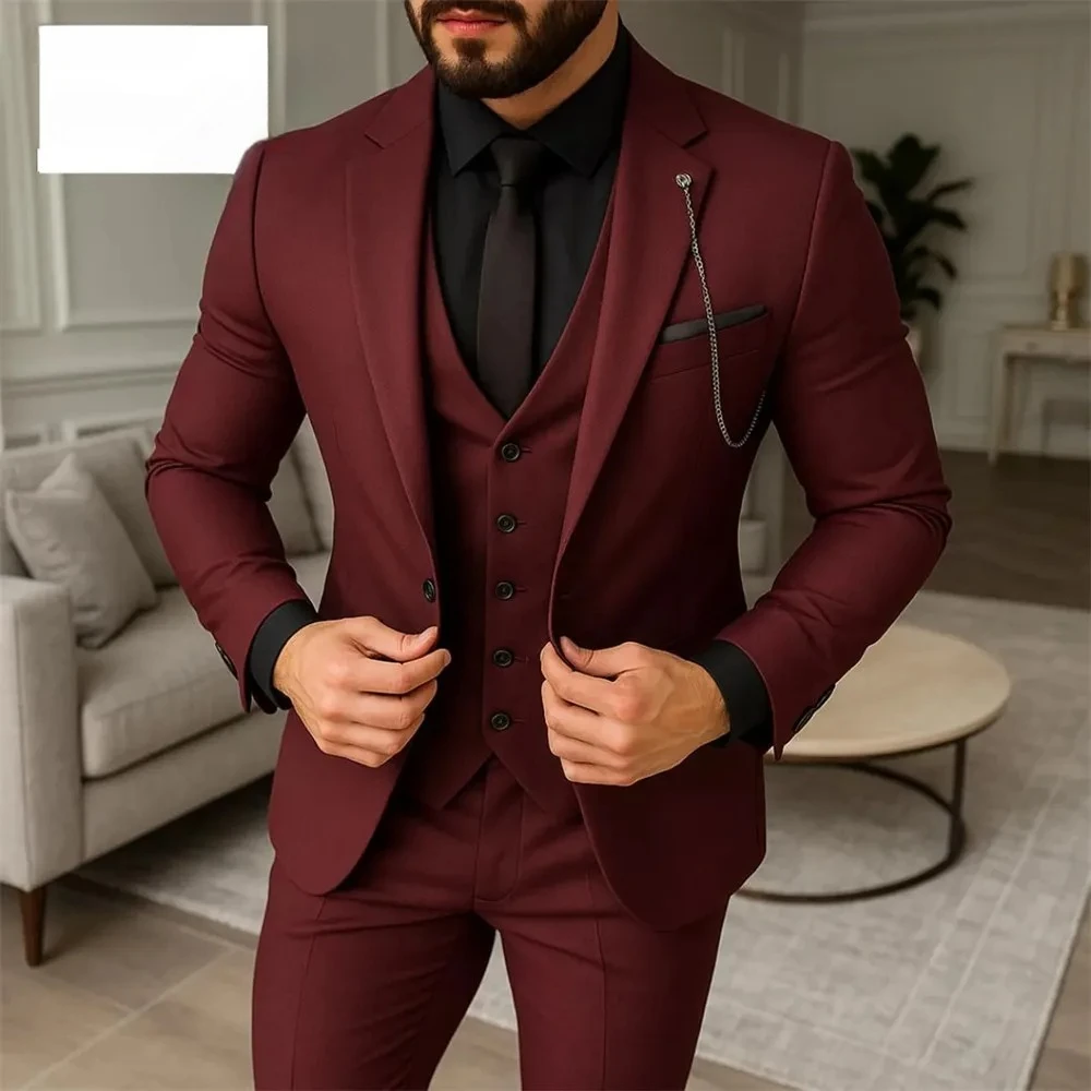 Бордовые мужские костюмы-тройки slim fit для свадьбы, вечеринки, выпускного вечера, деловых мероприятий, сшитые на заказ (пиджак+жилет+брюки)
Бордовые мужские костюмы-тройки slim fit для свадьбы, вечеринки, выпускного вечера, деловых мероприятий, сшитые на заказ (пиджак+жилет+брюки)
