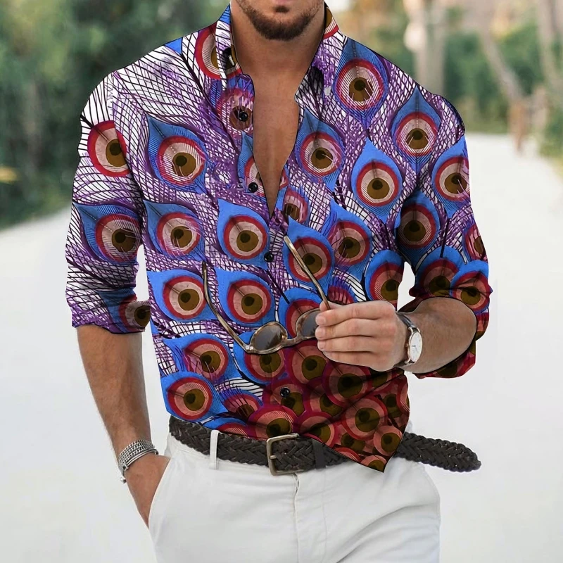 Autumn Shirts For Men 3d Peacock Print Oversized Tops High-Quality Men Clothing Daily Casual Long Sleeved Beach Party Sweatshirt
Autumn Shirts For Men 3d Peacock Print Oversized Tops High-Quality Men Clothing Daily Casual Long Sleeved Beach Party Sweatshirt
