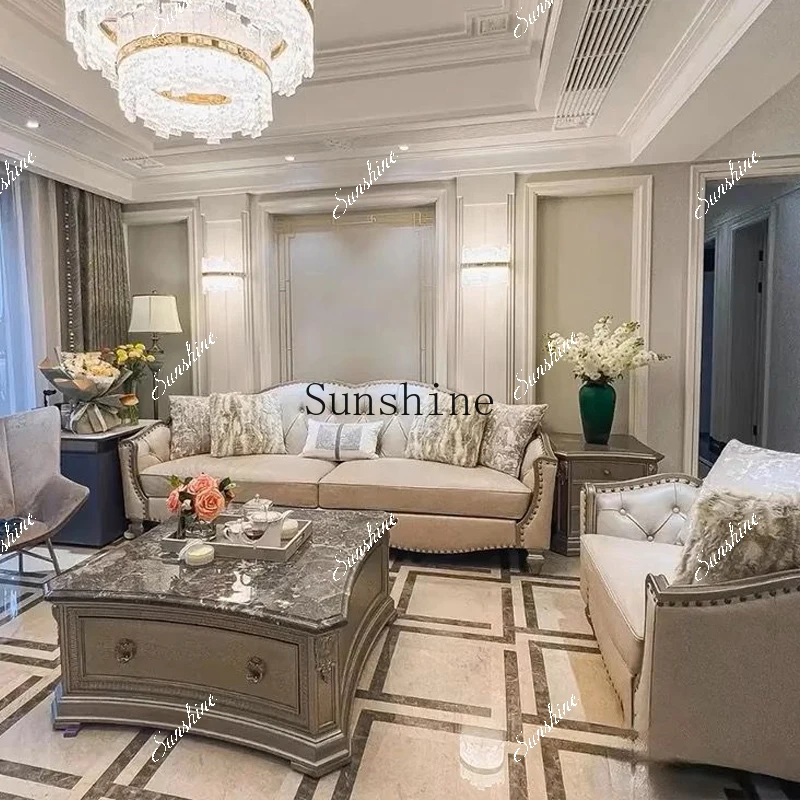American solid wood light luxury villa living room retro fabric single three-person sofa combination TF
American solid wood light luxury villa living room retro fabric single three-person sofa combination TF