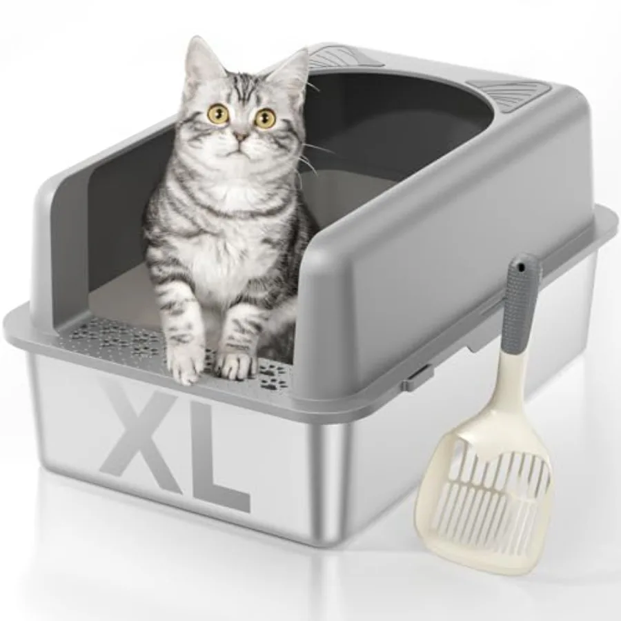 Stainless Steel Cat Litter Box, Extra Large High Sided Litter Boxs for Big Cats, XL Metal Litter Box with Lid, Non Stick, No Sm
Stainless Steel Cat Litter Box, Extra Large High Sided Litter Boxs for Big Cats, XL Metal Litter Box with Lid, Non Stick, No Sm