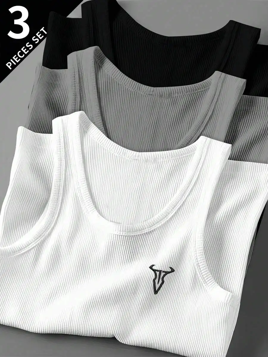 3pcs Men Solid Color Round Neck Ribbed Tank Tops Casual Sport Workout Base Layer
3pcs Men Solid Color Round Neck Ribbed Tank Tops Casual Sport Workout Base Layer