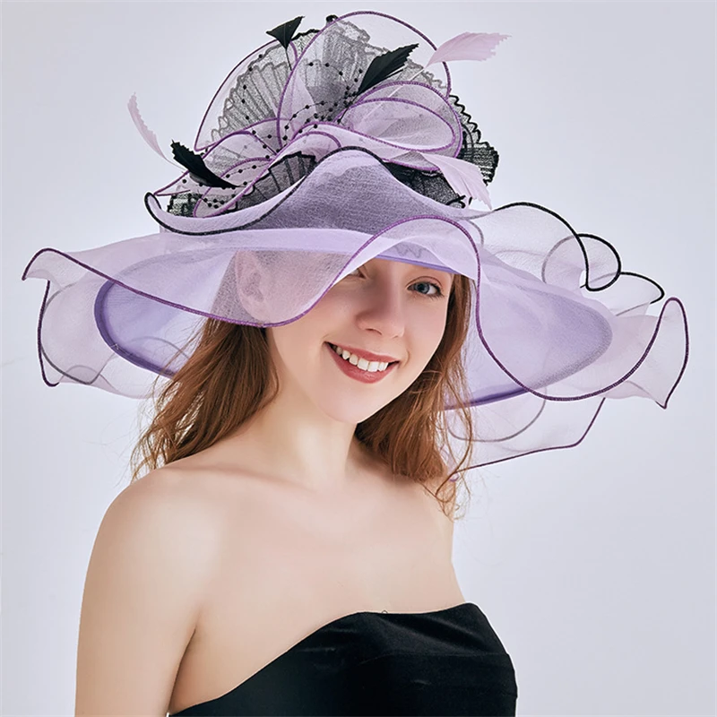 Big Flower Summer Sun Hat For Women Luxury Feather Flower Bucket Hat Organza Ladies Beach Hat For Female Kenta Derby Party Cap
Big Flower Summer Sun Hat For Women Luxury Feather Flower Bucket Hat Organza Ladies Beach Hat For Female Kenta Derby Party Cap