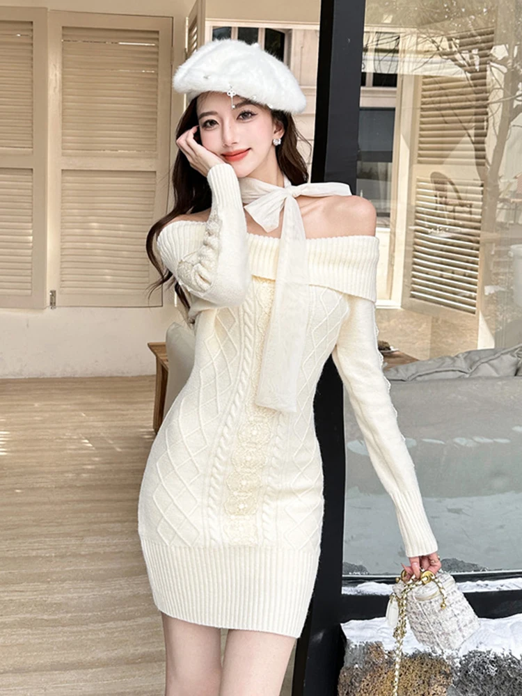 Women Clothes Sweater Casual Knitted Sexy Off-Shoulder Skinny Mini Short Dress Elegant Ladies Fashion Evening Vestidos Sweet New
Women Clothes Sweater Casual Knitted Sexy Off-Shoulder Skinny Mini Short Dress Elegant Ladies Fashion Evening Vestidos Sweet New