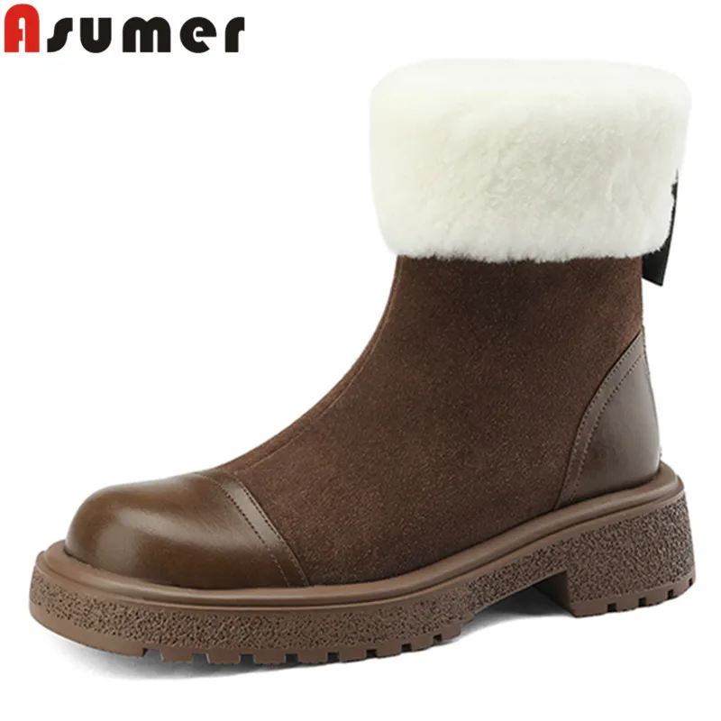 ASUMER 2024 New Fashion Genuine Leather Winter Boots Woman Thick Plush Snow Boots Ladies Platform Ankle Boots
ASUMER 2024 New Fashion Genuine Leather Winter Boots Woman Thick Plush Snow Boots Ladies Platform Ankle Boots