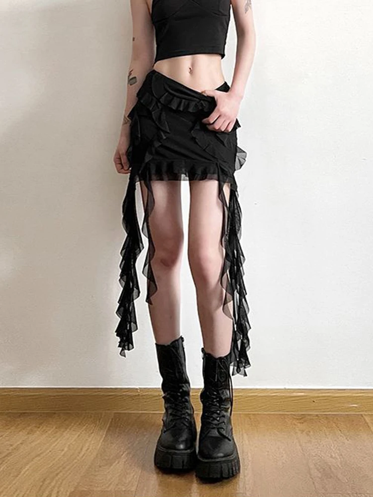 Jmprs Gothic Y2K Black Skirts Women High Waist Mesh Patchwork Sexy Mini Skirt Streetwear Harajuku Vintage Slim Ruffles Skirts
Jmprs Gothic Y2K Black Skirts Women High Waist Mesh Patchwork Sexy Mini Skirt Streetwear Harajuku Vintage Slim Ruffles Skirts