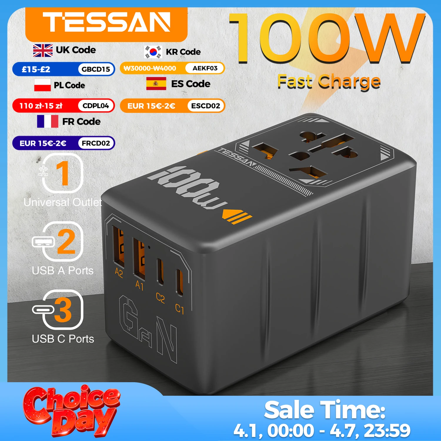 100W/140W GaN Universal Travel Adapter with USB Port Fast Charging International Plug Adapter EU UK USA AUS for Travel
100W/140W GaN Universal Travel Adapter with USB Port Fast Charging International Plug Adapter EU UK USA AUS for Travel