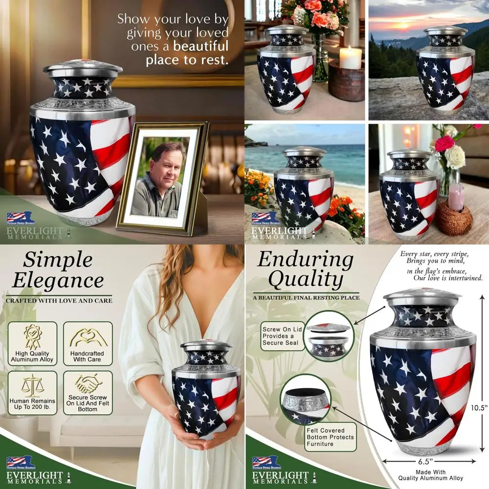 Патриотическая урна для кремации для взрослых — большой дизайн американского флага для пепла мужского или женского пола, подходит для дома или похоронных мемориалов
Патриотическая урна для кремации для взрослых — большой дизайн американского флага для пепла мужского или женского пола, подходит для дома или похоронных мемориалов